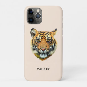 Capa Para iPhone 11 Pro Rosto de tigre selvagem em bege claro