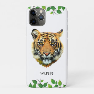 Capa Para iPhone 11 Pro Rosto de tigre selvagem em branco