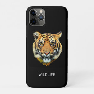 Capa Para iPhone 11 Pro Rosto de Tigre Selvagem em Preto