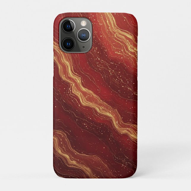 Capa Para iPhone 11 Pro Royal Gold Mármore Fluxo ✨ Redemoinho Luxo Abstrat (Verso)