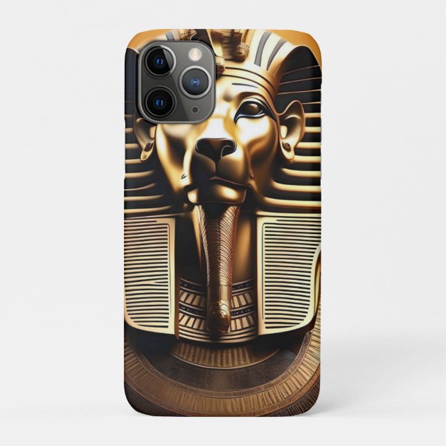 Capa Para iPhone 11 Pro **"Rugido Real: O Leão Faraó Dourado"** (Verso)