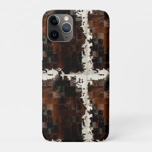 Capa Para iPhone 11 Pro Rustic Brown Patchwork Cowhide