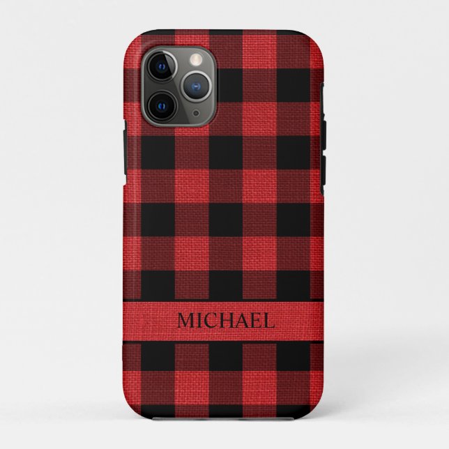 Capa Para iPhone 11 Pro Rustic Lumberjack Red Black Buffalo (Verso)