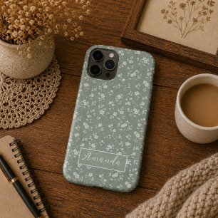 Capa Para iPhone 11 Pro Sage Verde Floral, Casa de Campo, Núcleo da Cabana