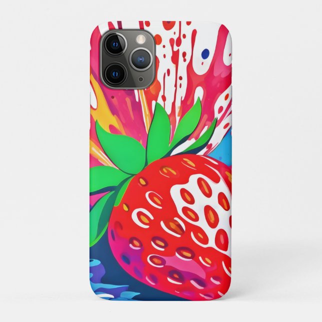 Capa Para iPhone 11 Pro Salpico de Morango Espalhado (Verso)