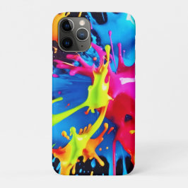 Capa Para iPhone 11 Pro Salpicos Neon Brilhantes na Arte Abstrata