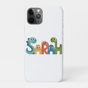 Capa Para iPhone 11 Pro Sarah Dinosaur Nome Cute Dino Letters Design