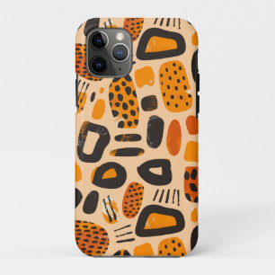 Capa Para iPhone 11 Pro "Savanna Pop: Vibrações Tribais em Laranja e Preto