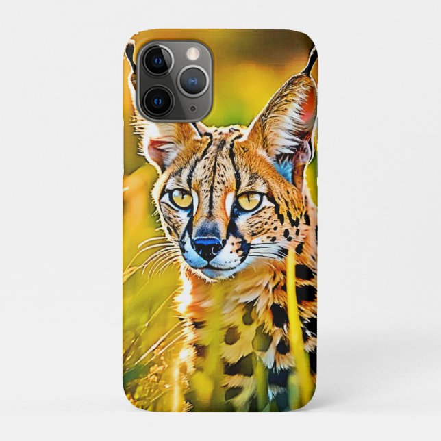 Capa Para iPhone 11 Pro Savannah Serval Wildcat Design (Verso)