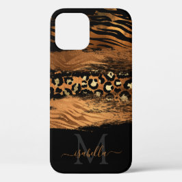 Capa Para iPhone 11 Pro Script de Glitter de Cobre Moderno Monograma