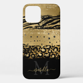 Capa Para iPhone 11 Pro Script Dourado moderno de brilho monograma