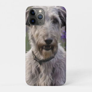 Capa Para iPhone 11 Pro Serene Majestade: Wolfhound Sentado em uma Íris Ro