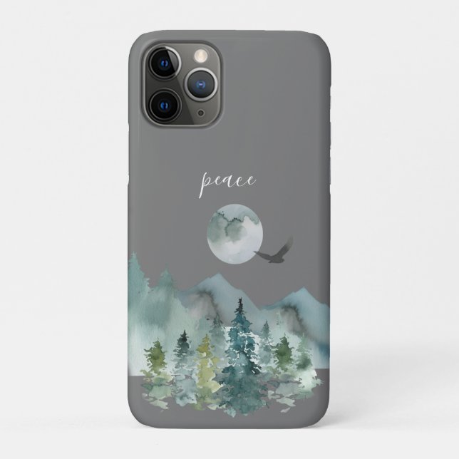 Capa Para iPhone 11 Pro Serene Nighttime Mountain Landscape Paz (Verso)