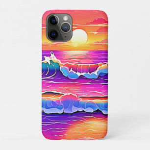 Capa Para iPhone 11 Pro Serenidade do Sunset da Onda Retroativa