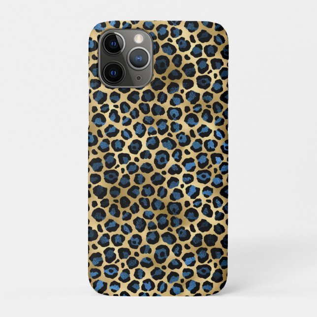 Capa Para iPhone 11 Pro Série Blue and Gold Leopard Design 4 (Verso)