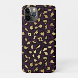 Capa Para iPhone 11 Pro Série Leopardo roxa e Dourada Design 2