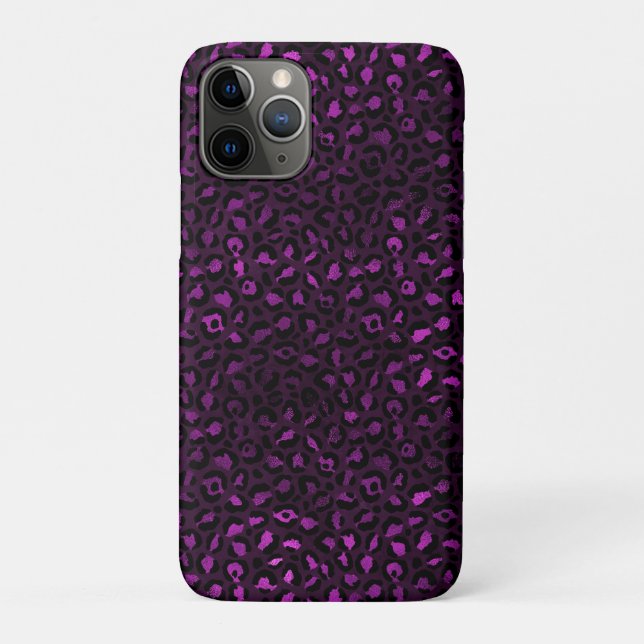 Capa Para iPhone 11 Pro Série Leopardo roxa e Dourada Design 5 (Verso)