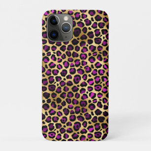 Capa Para iPhone 11 Pro Série Leopardo Roxo e Dourada Design 4