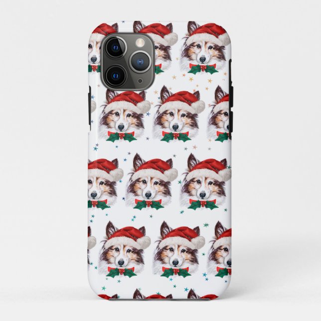 Capa Para iPhone 11 Pro Sheltie Dog Breed Natal Stars (Verso)