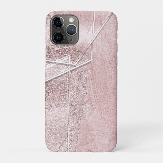 Capa Para iPhone 11 Pro Shimmer Faux Rosa, que parece vidro cristal (Verso)