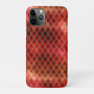 Capa Para iPhone 11 Pro Shimmering Red Ombre Glitter Dragon Scales