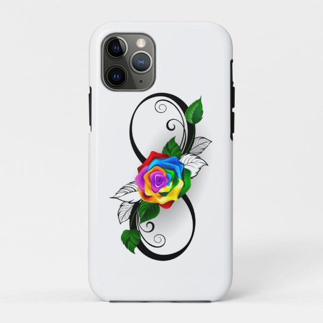 Capa Para iPhone 11 Pro Símbolo de Infinito com Rosa Arco-íris (Verso)