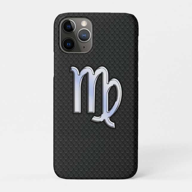 Capa Para iPhone 11 Pro Símbolo Zodiac Silver Chrome Virgo (Verso)