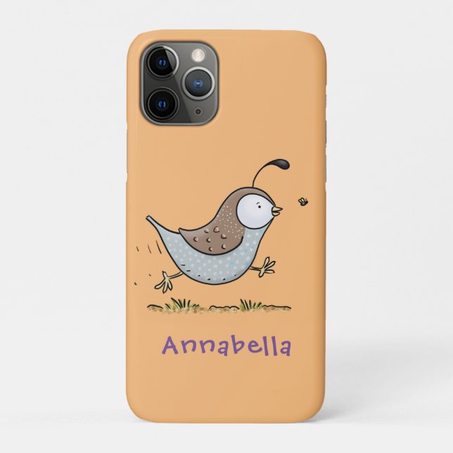 Capa Para iPhone 11 Pro Simulação de desenho animado da codorniz californi (Verso)