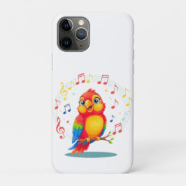 Capa Para iPhone 11 Pro **Singing Parrot – Cute Parrot Singing Illustratio