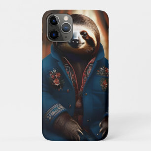Capa Para iPhone 11 Pro "Sip 'n' Lento: A preguiça em uma Jaqueta Bebendo