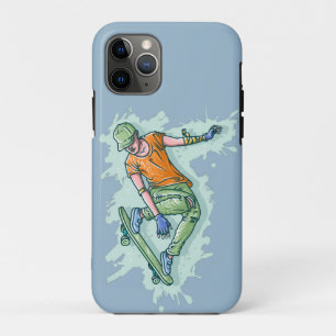 Capa Para iPhone 11 Pro Skater Voador Colorido, Ilustração Engraçada