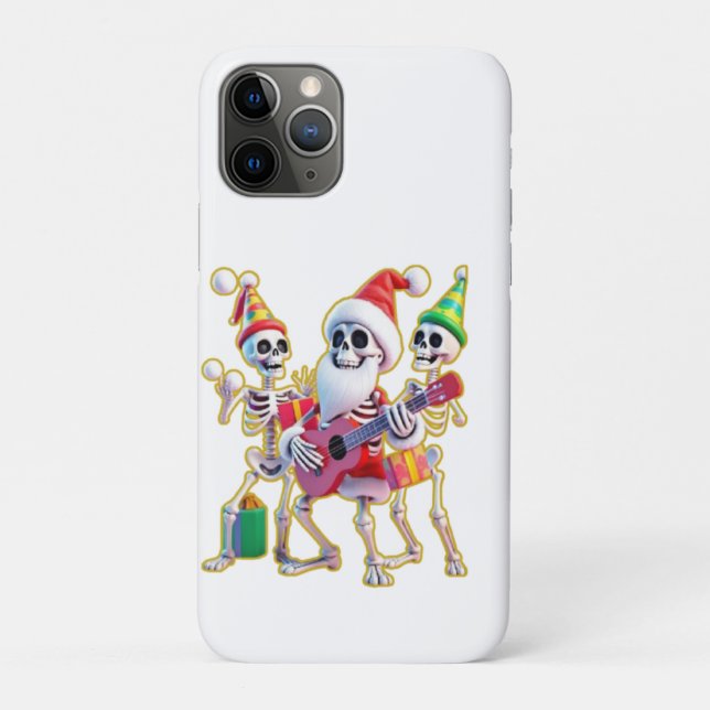 Capa Para iPhone 11 Pro **Skeleton 3D Christm Santa Party – Funnyas Skelet (Verso)