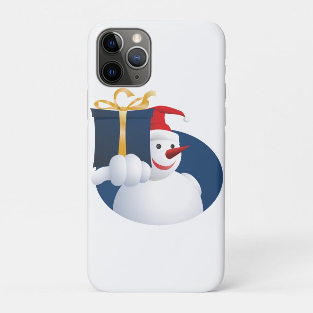 Capa Para iPhone 11 Pro Snowman entrega o presente... (Verso)