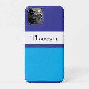 Capa Para iPhone 11 Pro Sobrenome Nome Personalizado com Listras Azuis