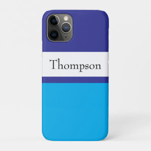 Capa Para iPhone 11 Pro Sobrenome Nome Personalizado Listras Azuis 