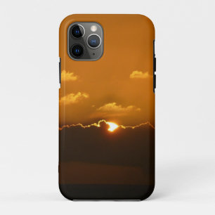 Capa Para iPhone 11 Pro Sol Atrás das Nuvens Foto Laranja Sunset