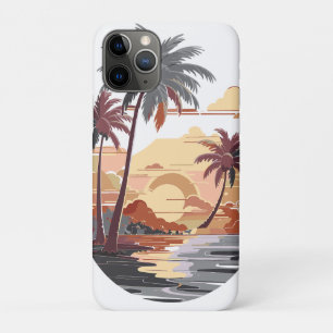 Capa Para iPhone 11 Pro Sol havaiano com palmeira.