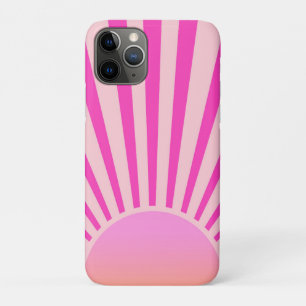 Capa Para iPhone 11 Pro Sol Retro Burst Sunset Sol nascente Quente Cor-de-