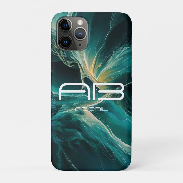 Capa Para iPhone 11 Pro Sombras do Azul: Sonhos do Oceano Personalizáveis (Verso)