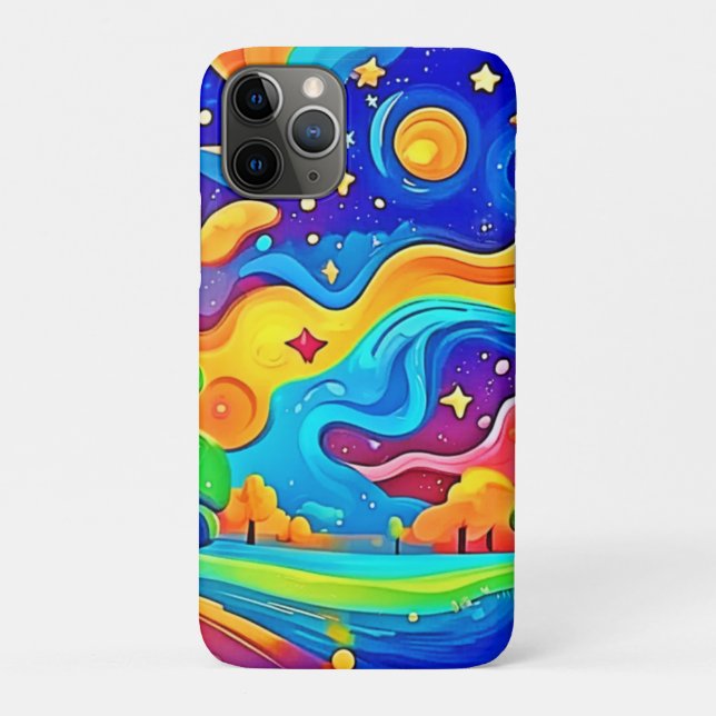 Capa Para iPhone 11 Pro Sonhadora Noite: Paisagem Estelar (Verso)