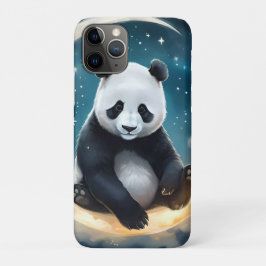 Capa Para iPhone 11 Pro Sonhando à Lua: Serenada Celestial de Panda