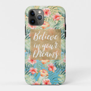 Capa Para iPhone 11 Pro Sonho Dourado Floral Amarelo de Pêssego Rosa Hib