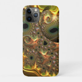 Capa Para iPhone 11 Pro Sonho Fractal Ouro Líquido