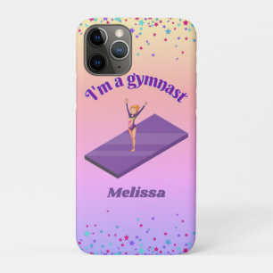 Capa Para iPhone 11 Pro Sou uma ginasta com Leotard no tapete roxo