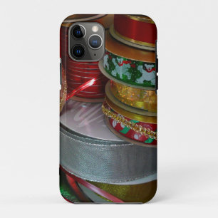 Capa Para iPhone 11 Pro Spools de Férias de Natal Vermelho e Dourado