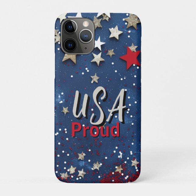 Capa Para iPhone 11 Pro Star Spanged EUA Orgulhoso (Verso)