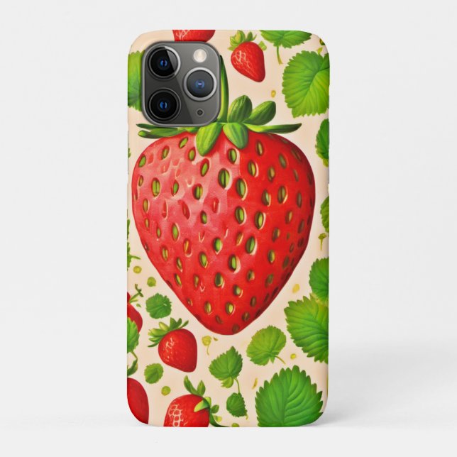 Capa Para iPhone 11 Pro Strawberry Dadaist Trabalho de arte (Verso)