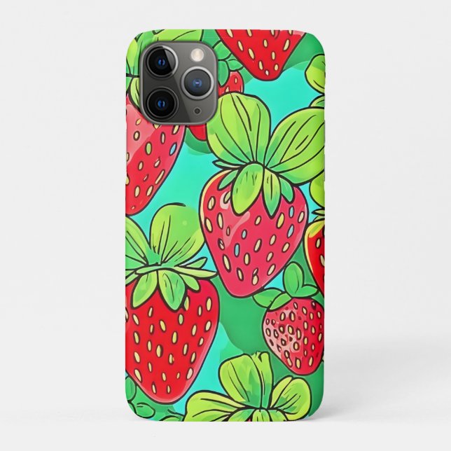 Capa Para iPhone 11 Pro Strawberry Pop Art Pattern (Verso)