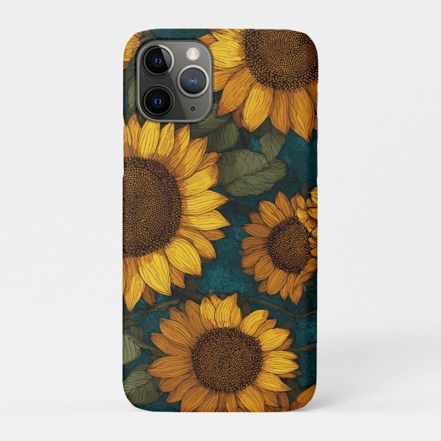 Capa Para iPhone 11 Pro Sunflower Pattern – Summer Floral (Verso)