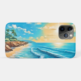 Capa Para iPhone 11 Pro Sunlit Beach Waves Design